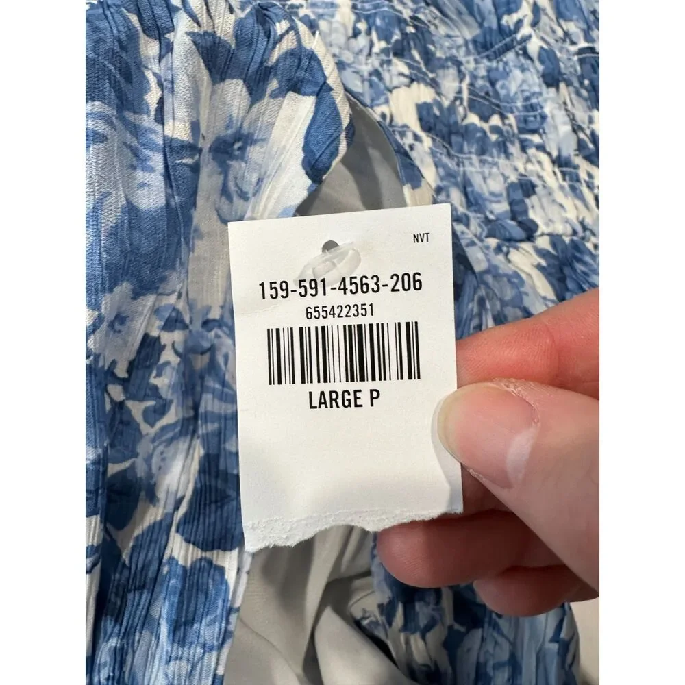 NWT Abercrombie & Fitch Blue White Floral Tie Back Maxi Dress Size Large Petite